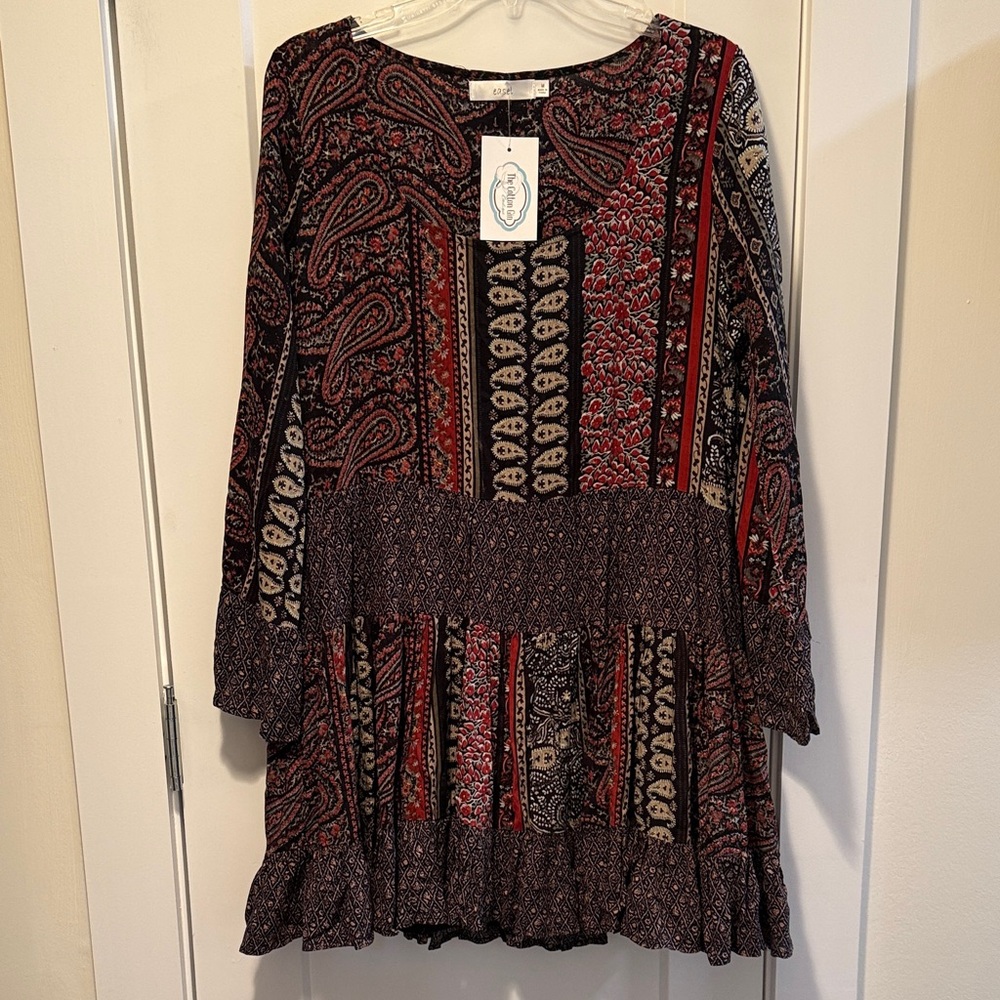 Easel Women's Boho Paisley Print Dress size M NWT